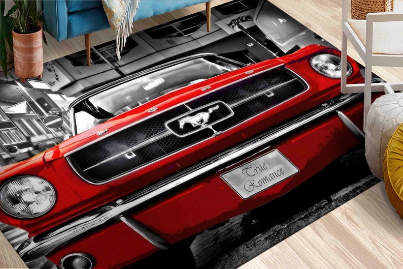 Ford Mustang Shelby Rugs, Shelby Rug, Man Cave Rug, Garage Rug, Gift For Him, Entry Rug, Front Door Rug, Easy To Clean Rug, Luxury Rug, image 1