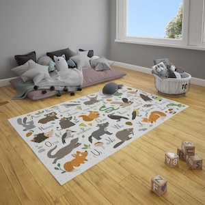 Teppich Dschungeltiere, Spielzimmer Teppich, Kinder Teppich, Edukation Geschenk, Salon Teppich, Babyzimmer Teppich, Beliebt