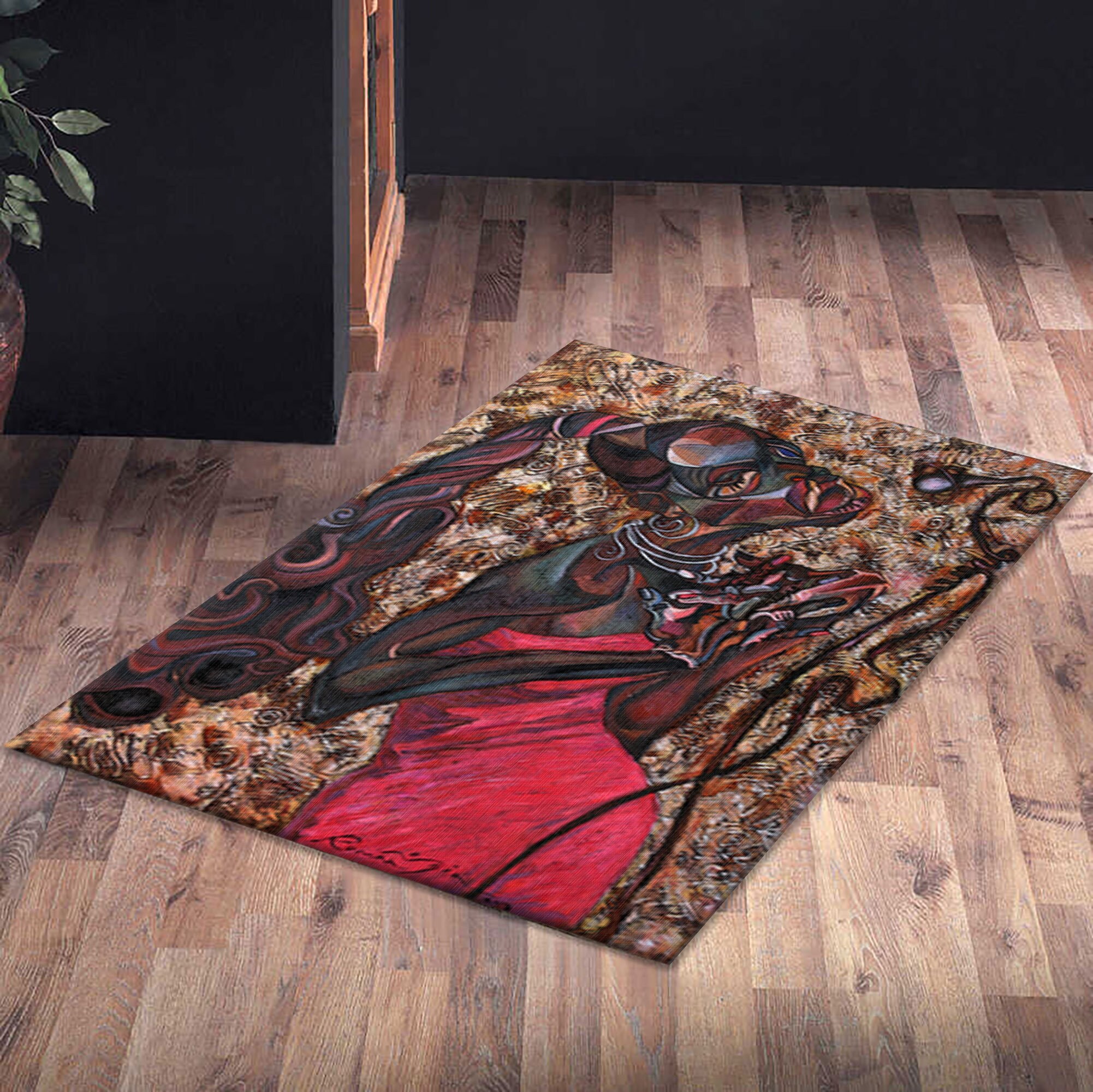 Rob Singer Rugs African Woman Painting Rugs, Woman Rug, African Singer Rugs, Ethnic Rug ...