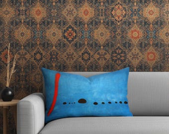 Blue Pillow, Red Pillow, Minimal Design, Abstract Art, Modern Pillow, Trendy Decor, Contemporary Style, Artistic Cushion, Color Block,