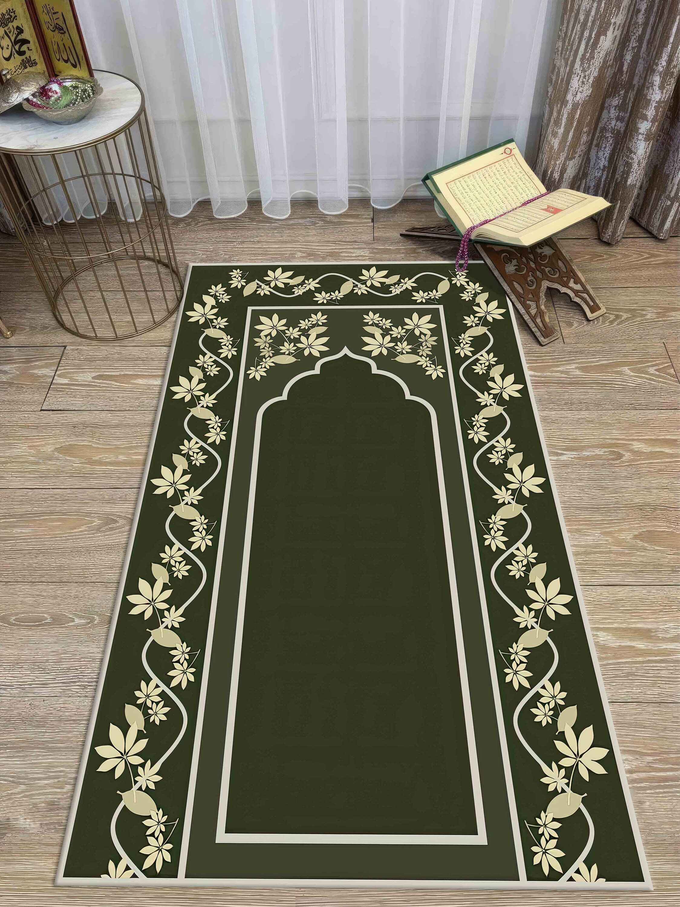 Green Prayer Rug, Beige Prayer Rug, Spiritual Rug, Islamic Rug, Mosque ...