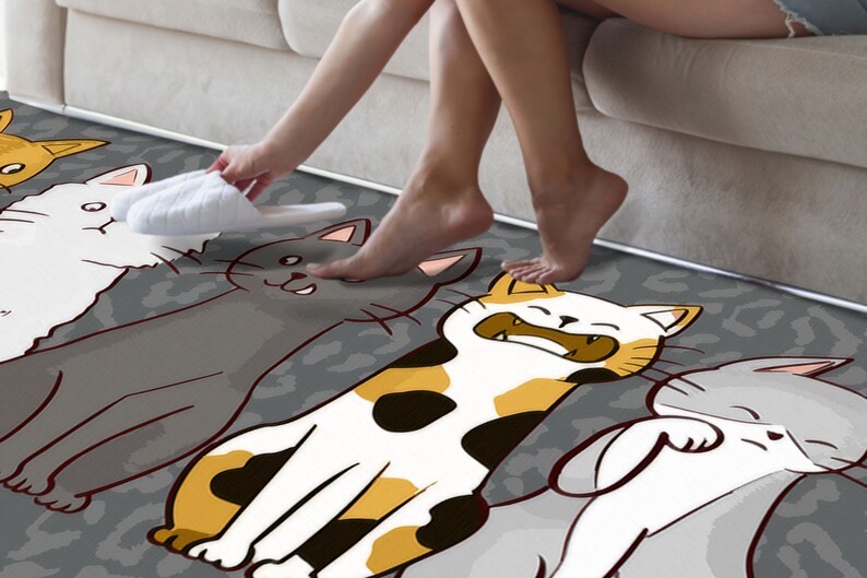 Abstract Cat Rug, Cat Rugs, Cat Lover Gift Rug, Animal Rugs ...