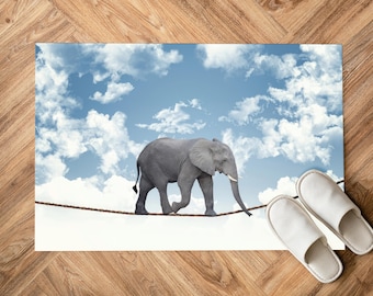 Acrobat Elephant Rugs, Elephant Rugs, Surreal Rugs, Animal Rugs, Home Decor Rug, Pattern Rug, Personalized Rug, Soft Rug, Salon Decor Rug,