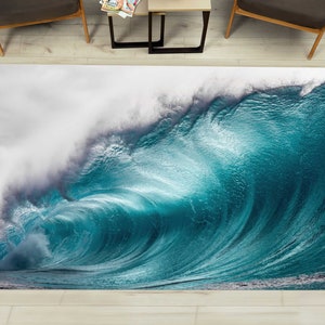Water Wave Rugs, Ocean Rugs, Blue Rugs, Landscape Rugs, Gift Rug, Thin Rug, Door Mat, Chenille Rug, Personalized Rug, 3D Printed,Soft Gift