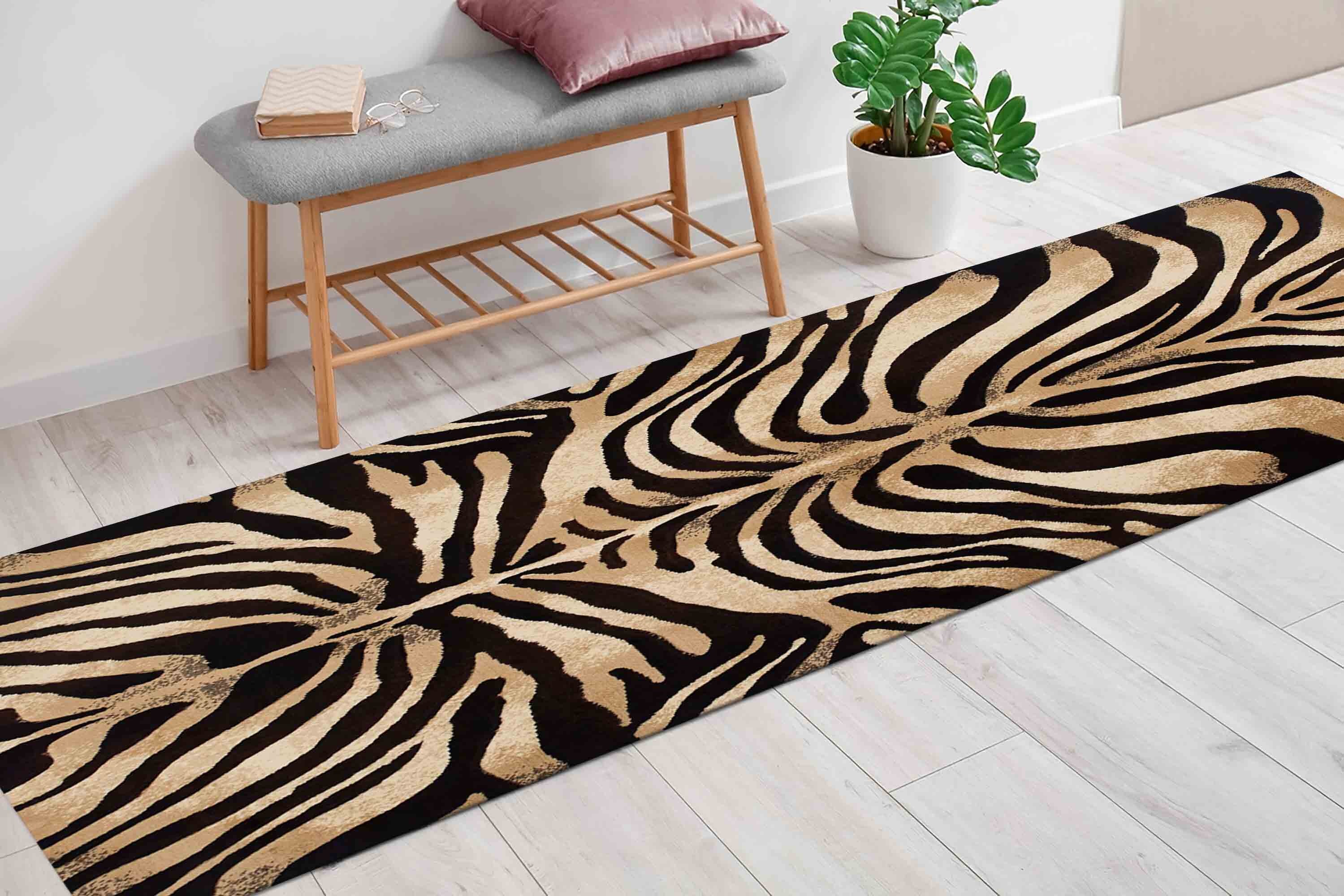 Zebra Rug, Black Rug, Zebra Pattern Rug, Modern Rugs, Area Rug, Non ...