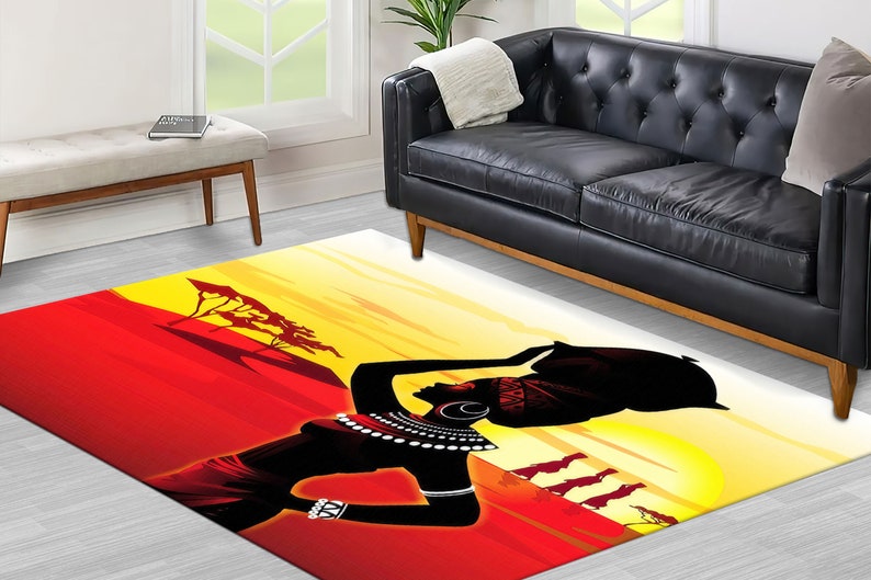 Abstract African Rug African Woman Silhouette Rugs, African Girl Rug, Abstract Rug, African ...