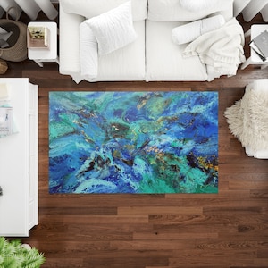 Green And Blue Marble Rugs, Blue Marble Rug, Abstract Green Marble Rug, Modern Rug, Area Rug, Front Door Rug, Gift Rug, Indoor Rug, Soft Rug