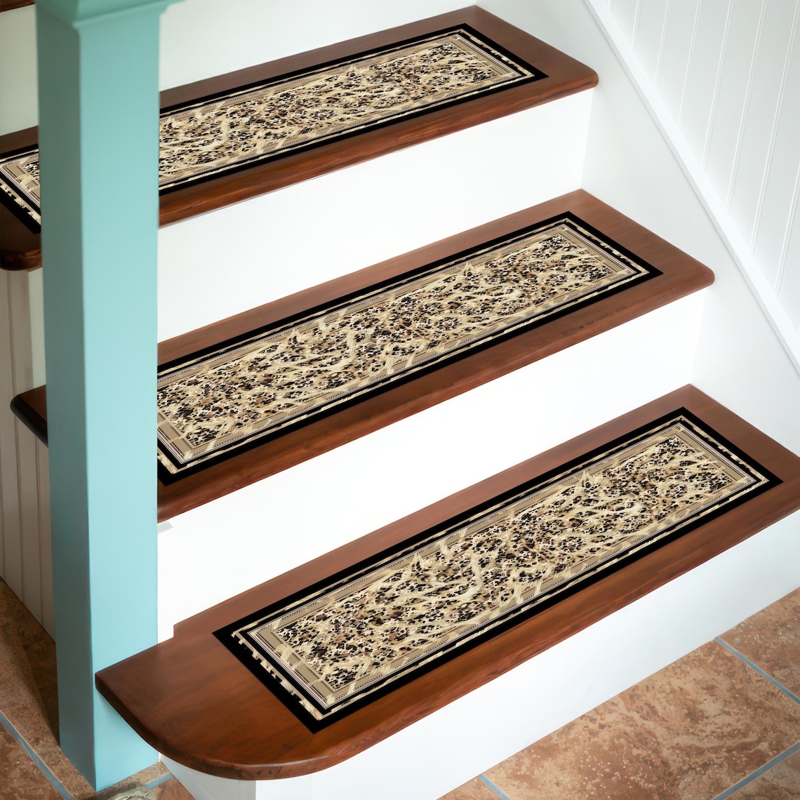 Step Rug Stairs Classic Cream Stair Tread Rug, Non-slip Washable Step Carpet ...