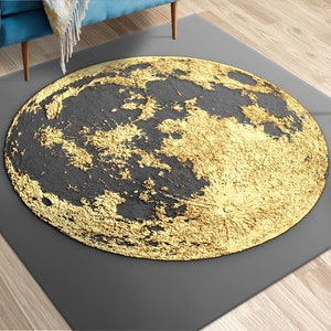 Gold Moon Rugs, Gold Moon Rug, Modern Rugs, View Rugs, Space Rug, Gift For Her, Anti-Slip Carpet, Hallway Rug,Home Decor Rug,Living Room Rug