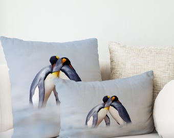 Cuscino di design, regalo per la casa, federa per cuscino con pinguini coccolosi, cuscino con animali, cuscino stampato invernale, federa per cuscino con pinguini, cuscino,
