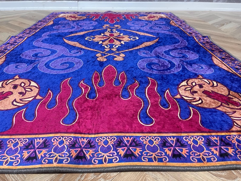 Aladdin's And Flying Carpet Rugs, Flying Carpet Rugs, Aladdin Rug, Modern Rugs, Salon Decor Rug, Entryway Rug, Patterned Rug,Gift For Home image 2