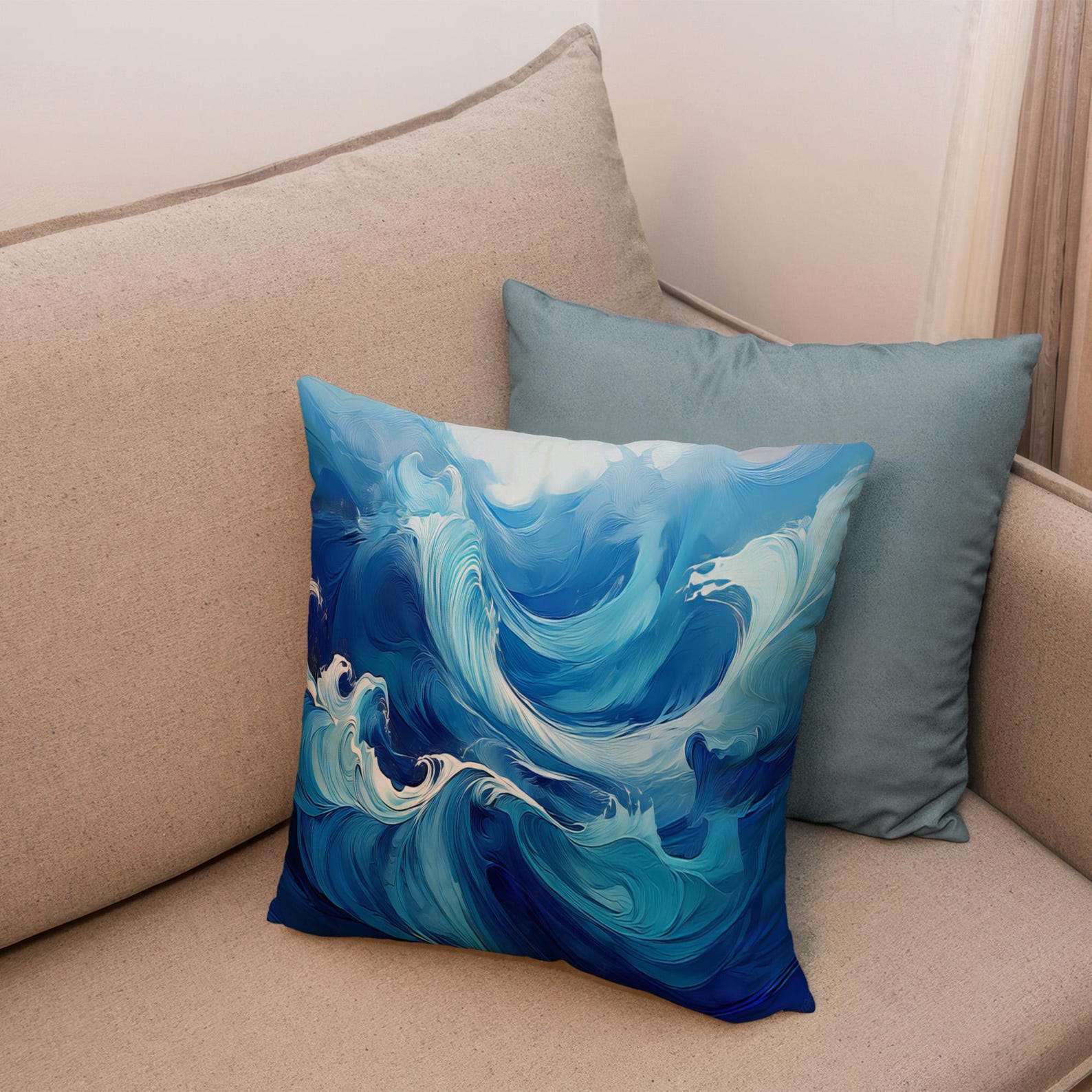Wave Drawing, Abstract Wave, Waves Pillow