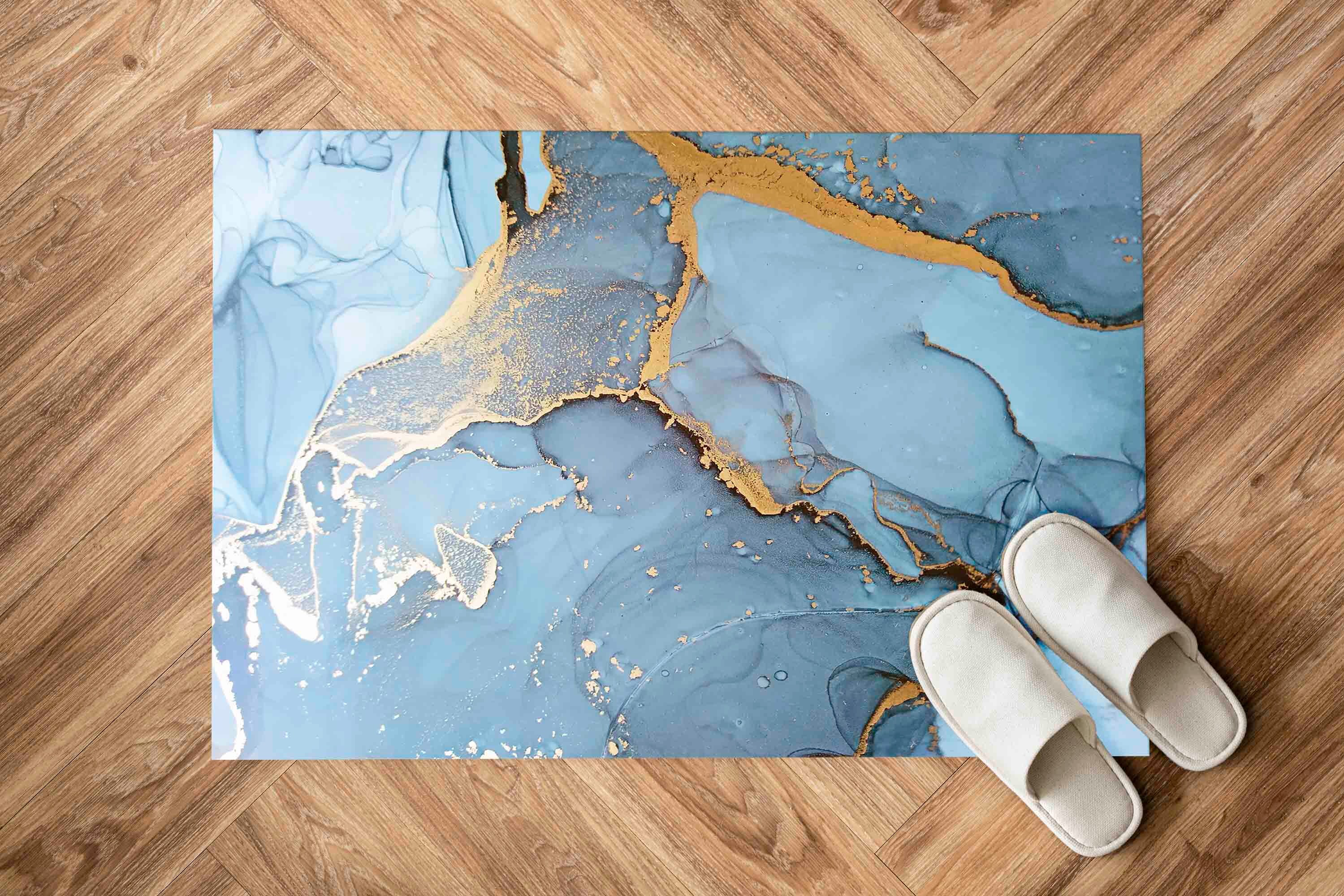 Blue and Gold Marble Rugs, Gold Marble Rug, Blue Marble Rugs, Modern