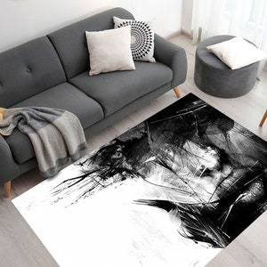 Woman Drawing Rug, Abstract Woman Rug, Woman Rug, Modern Rug, Black and White Rug, Decorative Rug, Wedding Soft Rug, Bath Rug, Office Rug,