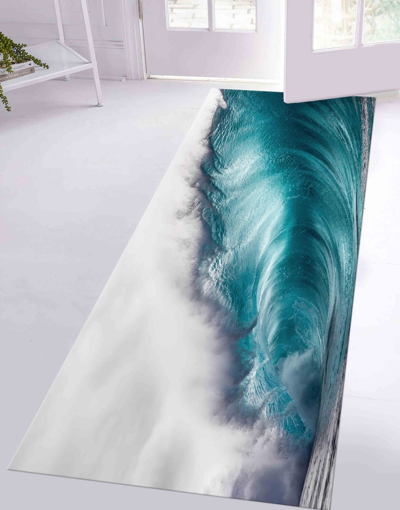 Water Wave Rugs, Ocean Rugs, Blue Rugs, Landscape Rugs, Gift Rug, Thin ...