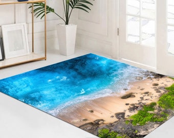 Sea Landscape Rug, Ocean Rugs, Forest Rug, Landscape Rug, Small Rug, Wall Hanging Rug, Non-Slip Carpet, Front Door Rug, Large Rug,