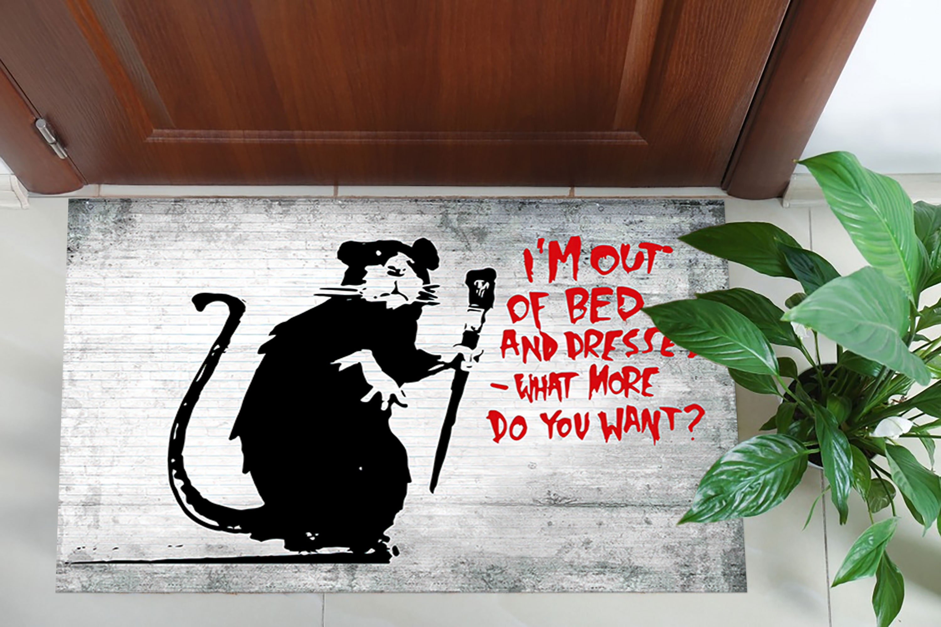 Rat Shaped Rug Banksy Out of Bed Rat Rugs, Banksy Mouse Rugs, Painting Rug, Graffiti ...