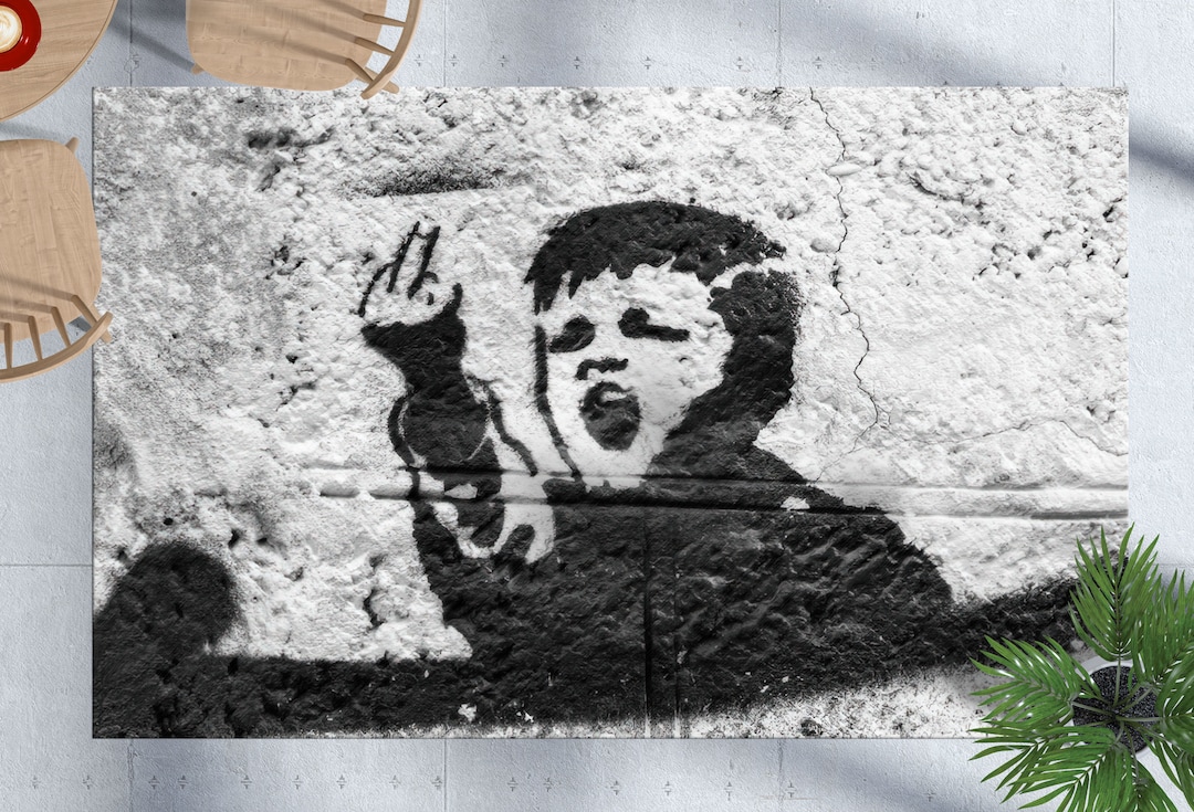 Banksy Bad Boy Rug, Middele Finger Rugs, Banksy Boy Rug, Street Rugs ...