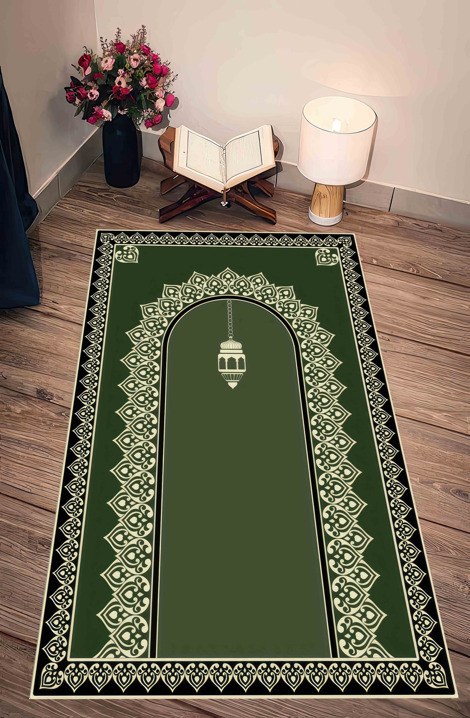 Green Prayer Rug, Worship Rug, Prayer Rug, Modern Rug, Elegant Design ...