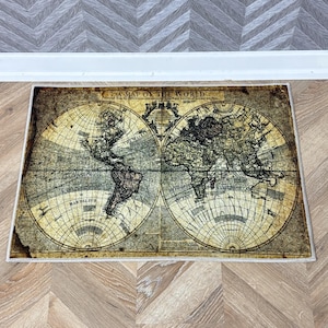 Tapetes com Mapas do Mundo Antigo, Tapete com Mapa do Mundo Antigo, Tapetes Vintage com Mapas Mundi, Tapetes com Mapas, Tapete para Corredor, Tapete Decorativo para Casa, Tapete de Entrada, Tapete Redondo, Capacho