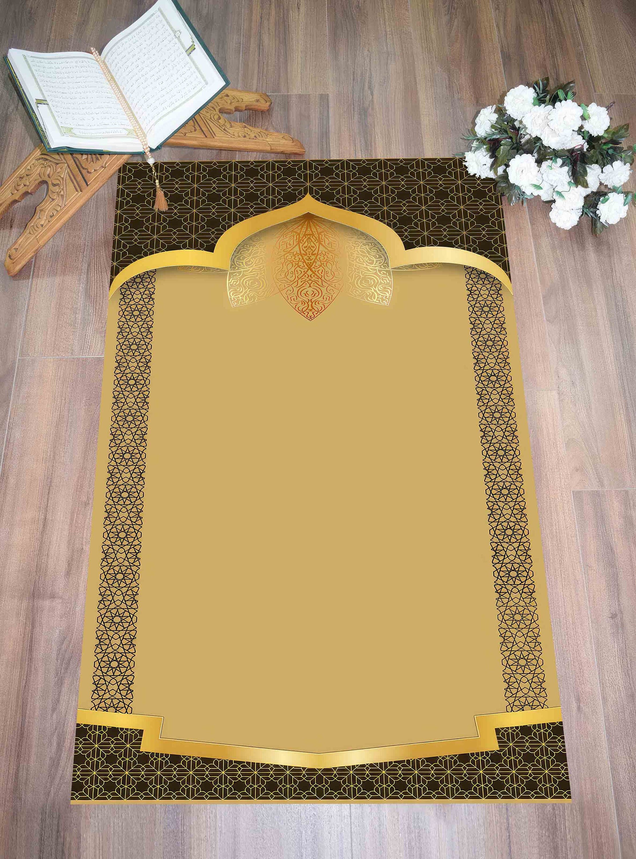 Islamic Rug Wall Gold Prayer Rug, Religious Rug, Islamic Rug, Muslim Home Rug, Mosque ...