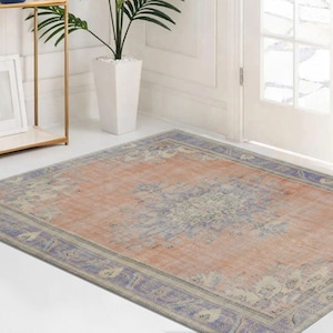 Orange Rug, Turkish Rug, Entry Rug, Oushak Rugs, Office Rug, Bath Rug, Bedroom Rug, Car Mat, Bedroom Rug, Housewarming Gift, Antique Rug,