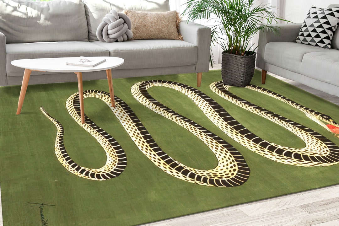 Snake Pattern Rug Rug, Snake Rugs, Green Rugs, Animal Rug, Entry Rug