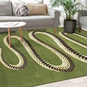 Snake Pattern Rug Rug, Snake Rugs, Green Rugs, Animal Rug, Entry Rug, Thin Rug, Reptile Animal Rug, Pattern Rug, Pet Friendly Rug, Decor Rug