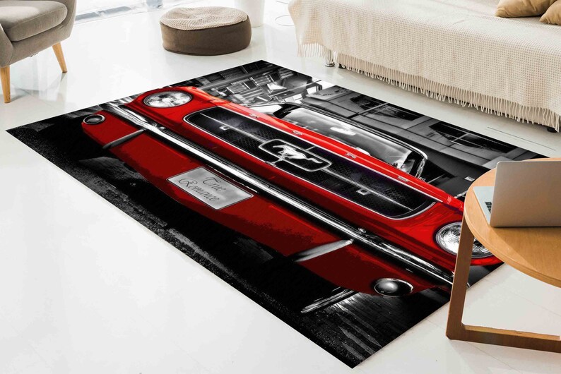 Ford Mustang Shelby Rugs, Shelby Rug, Man Cave Rug, Garage Rug, Gift For Him, Entry Rug, Front Door Rug, Easy To Clean Rug, Luxury Rug, image 4