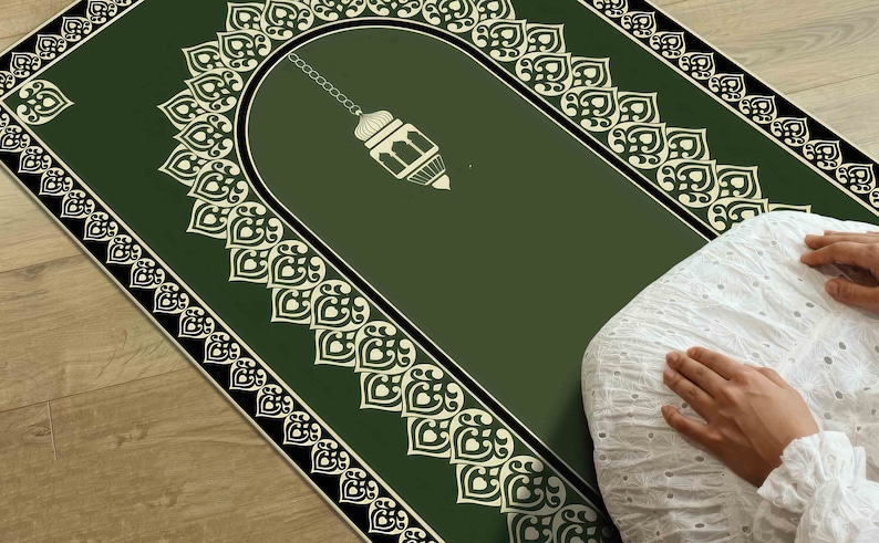Green Prayer Rug, Worship Rug, Prayer Rug, Modern Rug, Elegant Design ...