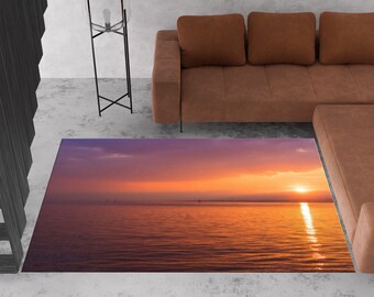 Seaside Coast View Rug, Ocean Rug, Ocean View Rugs, Landscape Rugs, Seascape Rug, Salon Rug, Accent Rug, 3D Printeds Rug, Large Rug,Step Rug
