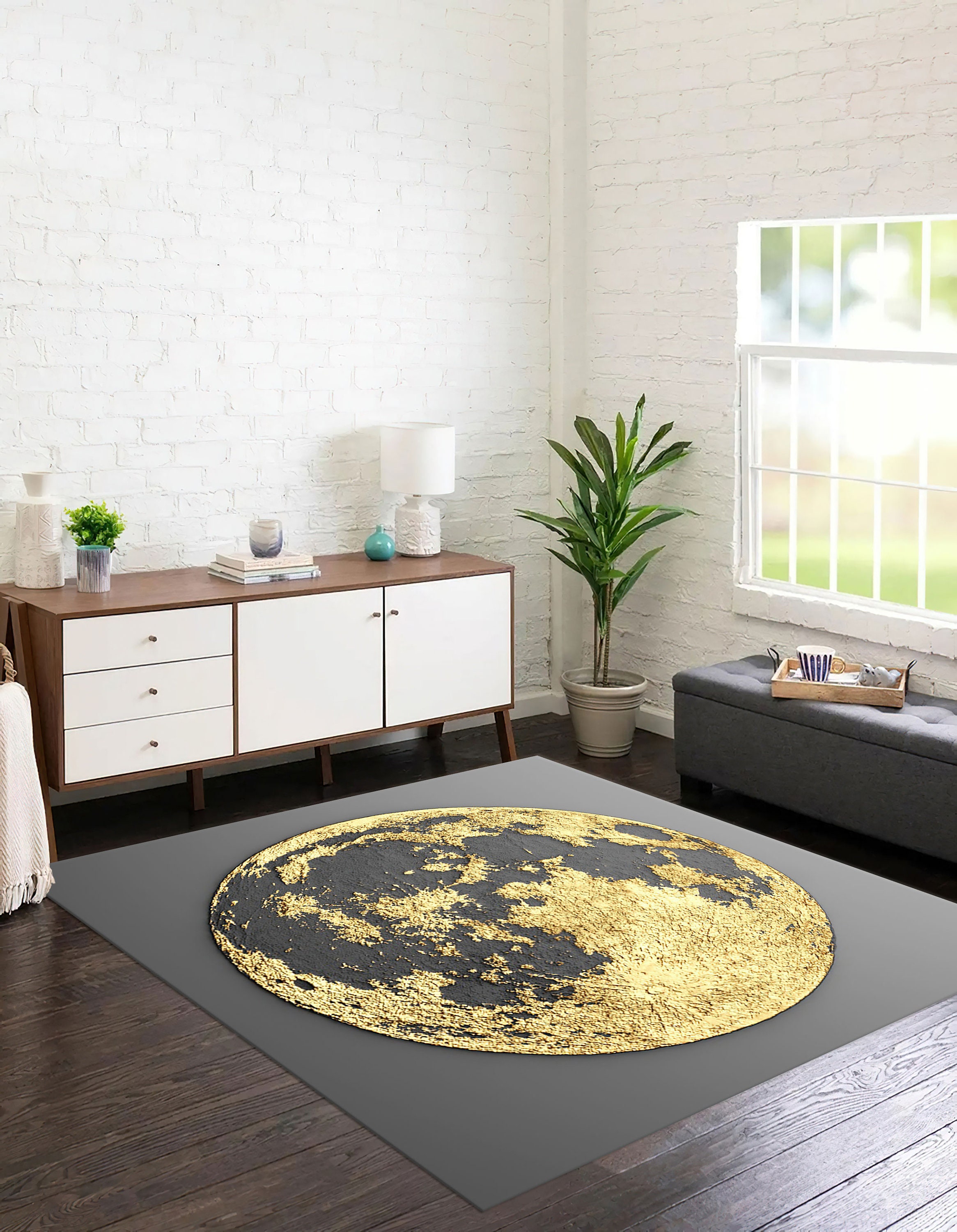 Yellow Moon Rug Gold Moon Rugs Gold Moon Rug Modern Rugs View Rugs Space - Etsy UK
