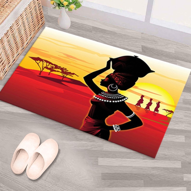 African Wall Rug African Woman Silhouette Rugs, African Girl Rug, Abstract Rug, African ...