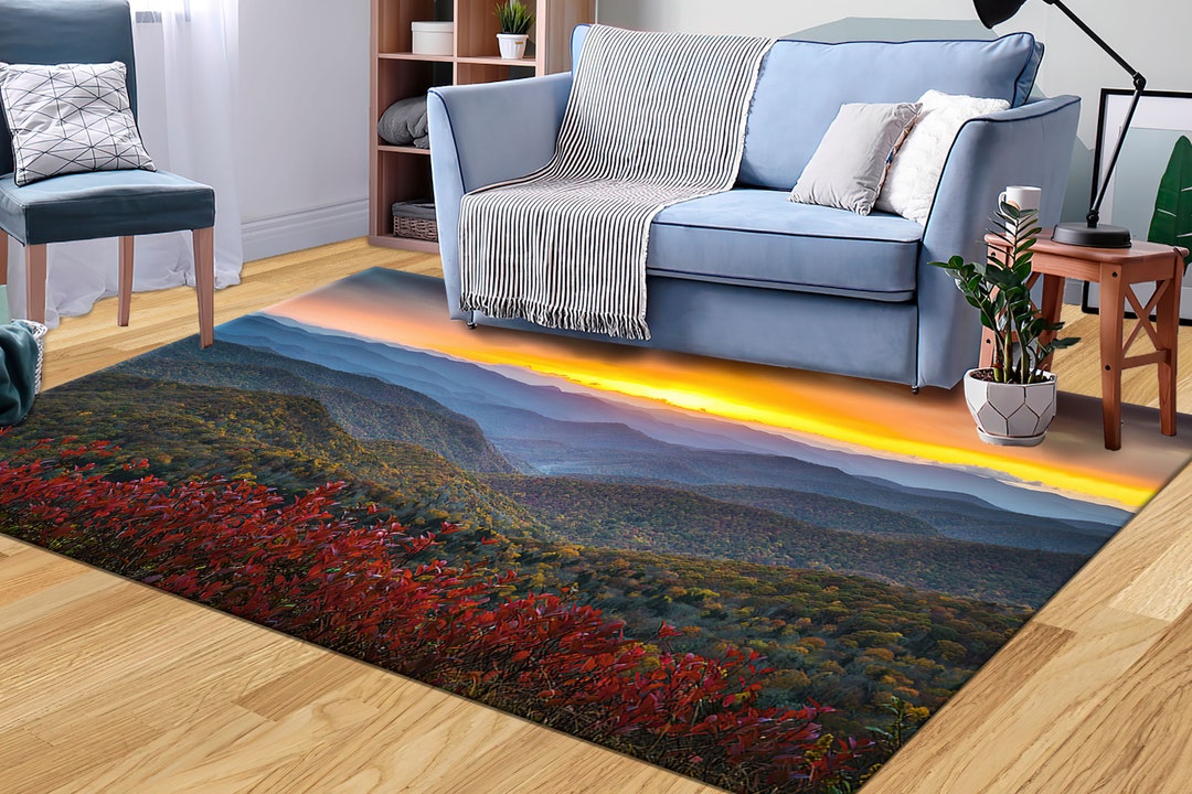 Blue Ridge Rug Falllout Blue Ridge Parkway Rug, Sunset Landscape Rug, Nature Rugs, Landscape ...