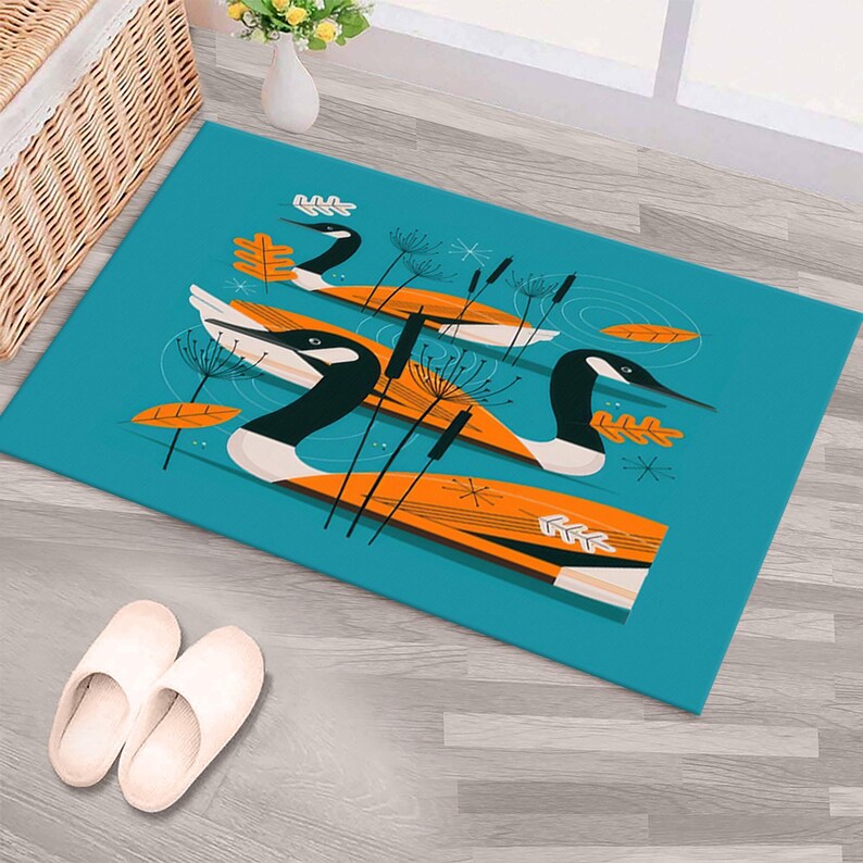 Duck Rug, Duck Art Rug, Drawing Rug, Animal Rug, Swimming Rug, Modern ...