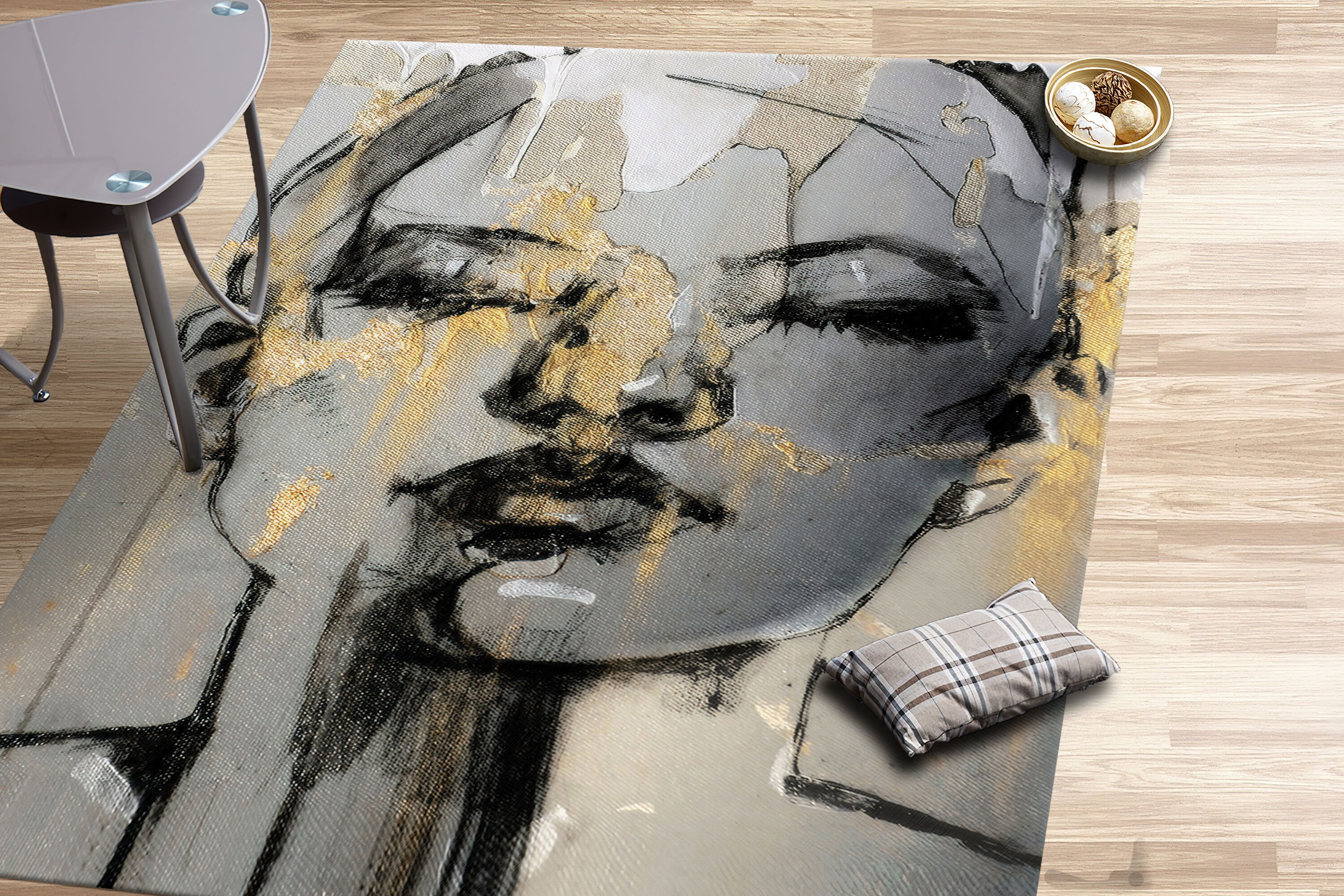 Abstract Woman Face Rug Gold Woman Rug Woman Portrait Rug - Etsy