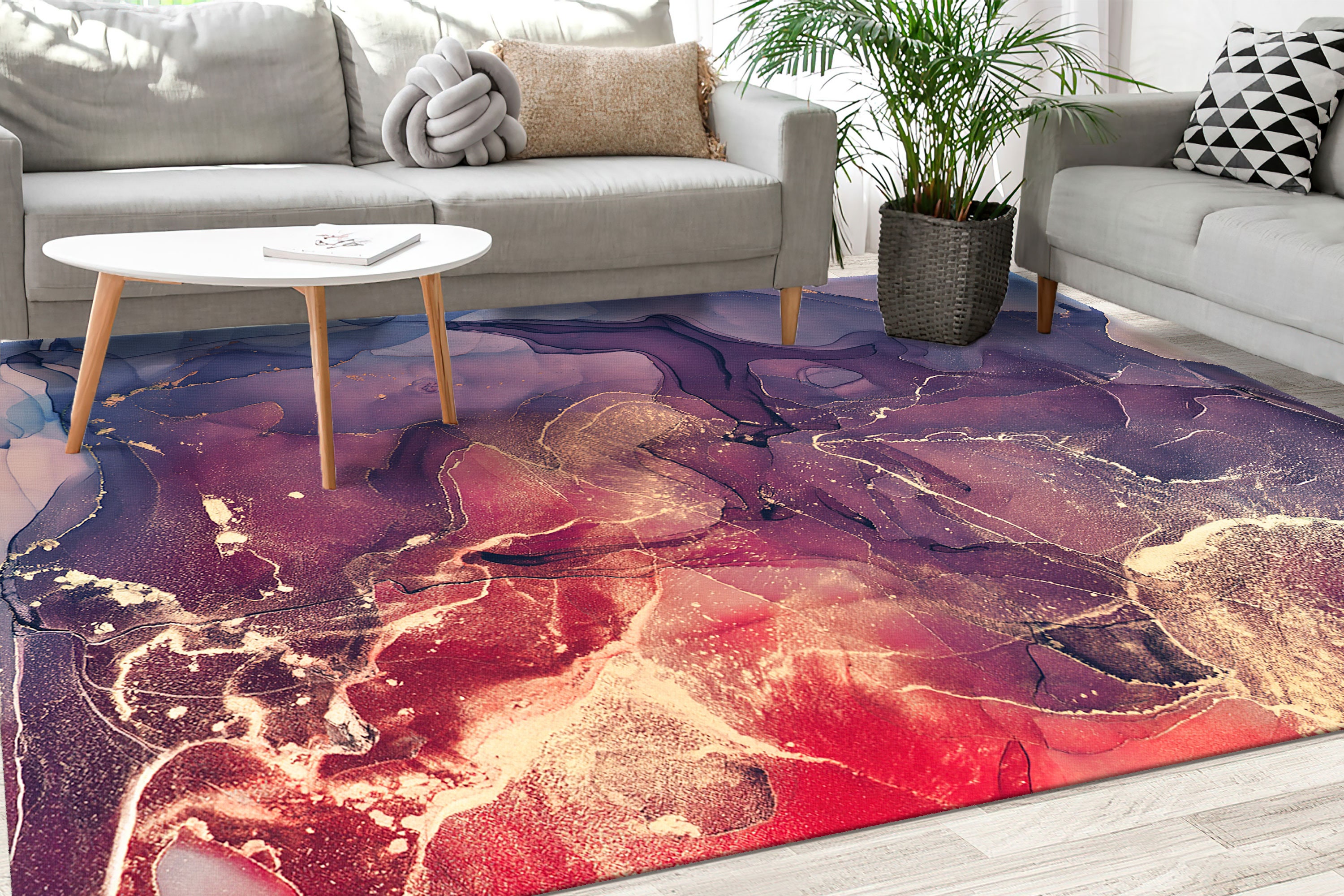 Red and Purple Marble Rug, Red Marble Rug, Purple Marble Rug  display picture 1
