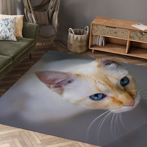 Cat Rugs, Cat Photo Rugs, Cat Lover Gift Rugs, Animal Rug, 3D Printed Rug, Round Rug, Housewarming Gift, Nursery Rug, Wedding Rug,