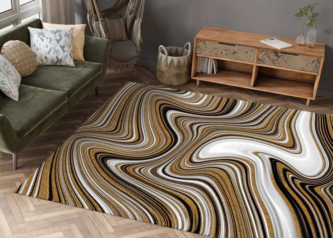 White Gold Marble Round Rug main image 1
