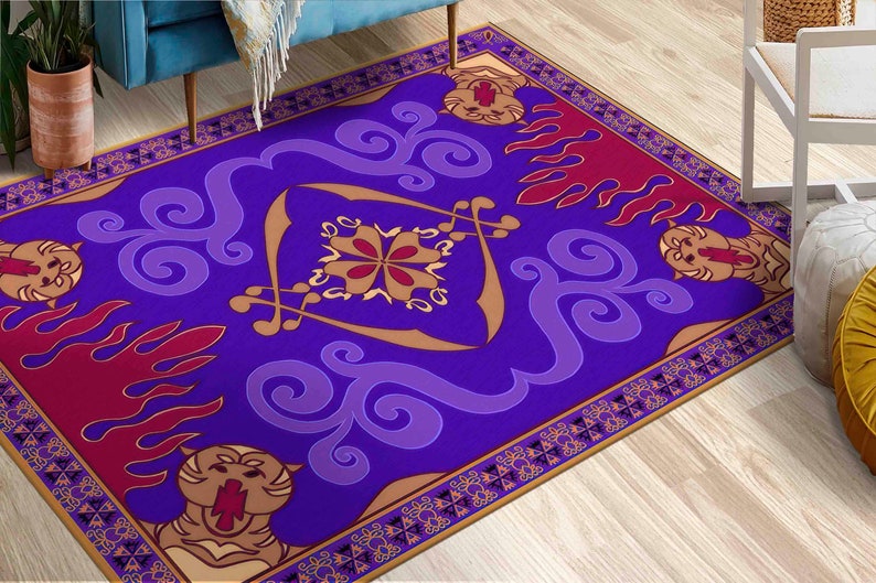 Aladdin's And Flying Carpet Rugs, Flying Carpet Rugs, Aladdin Rug, Modern Rugs, Salon Decor Rug, Entryway Rug, Patterned Rug,Gift For Home image 6