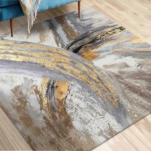 Abstrakter Goldmarmorteppich, Goldteppich, Goldund Silberteppich, Marmorteppiche, Geschenkteppich, Dicker Teppich, Wohnkultur, Luxusteppich, Chenilleteppich,