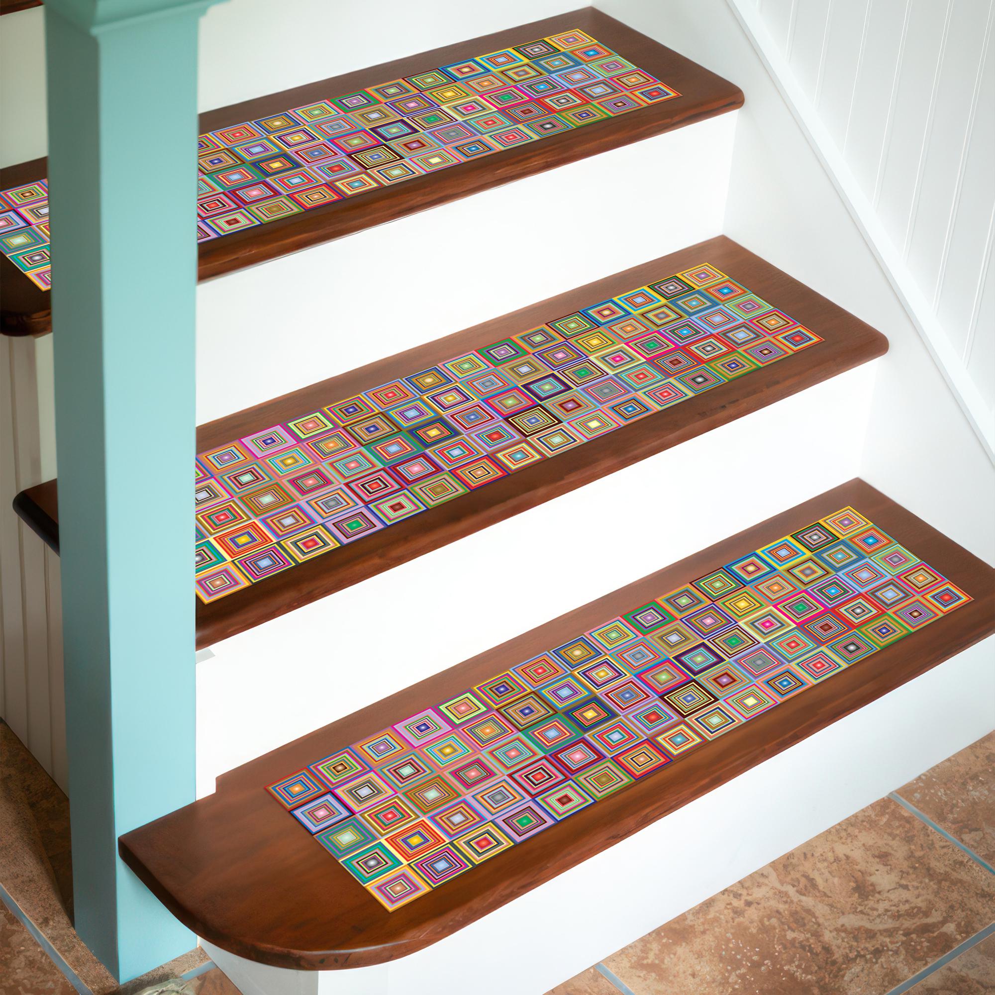 Colorful Digital Printed Stair Rug - Washable Non-slip Mosaic Pattern ...