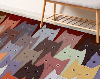 Cat Rug, Abstract Cat Rug, Cute Cat Rugs, Animal Rugs, Non Slip Rug, Wedding Rug, Entry Rug, Large Rug, Gift Rug, Accent Rug, Round Rug,