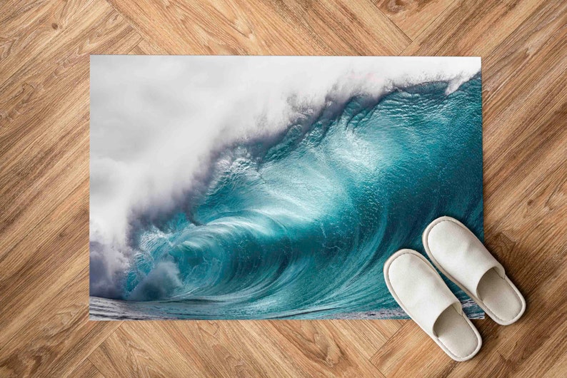 Water Print Rug Water Wave Rugs, Ocean Rugs, Blue Rugs, Landscape Rugs, Gift Rug, Thin ...