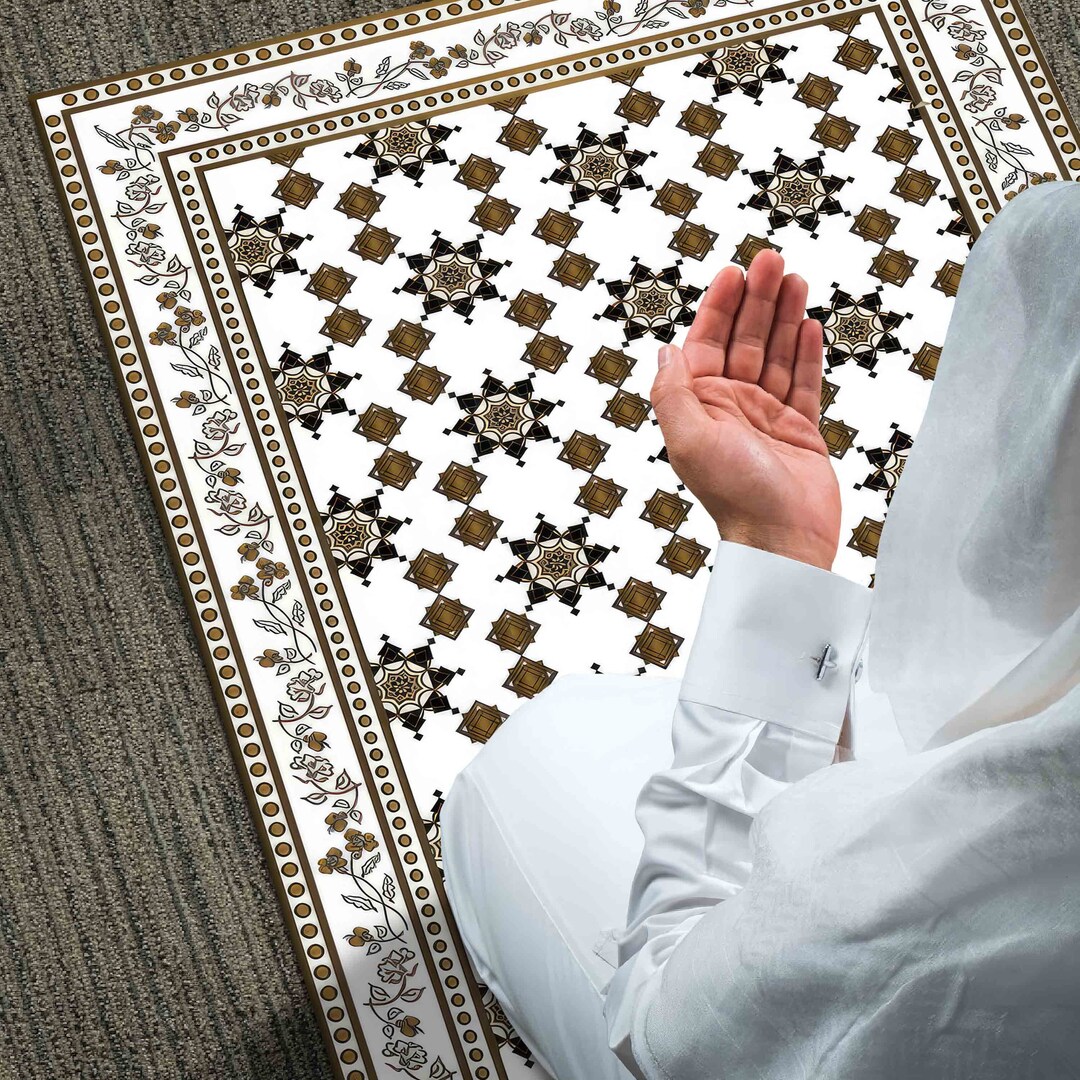 Gold Prayer Rug, Modern Rugs, Islamic Rug, Muslim Home Rug, Dining Room ...
