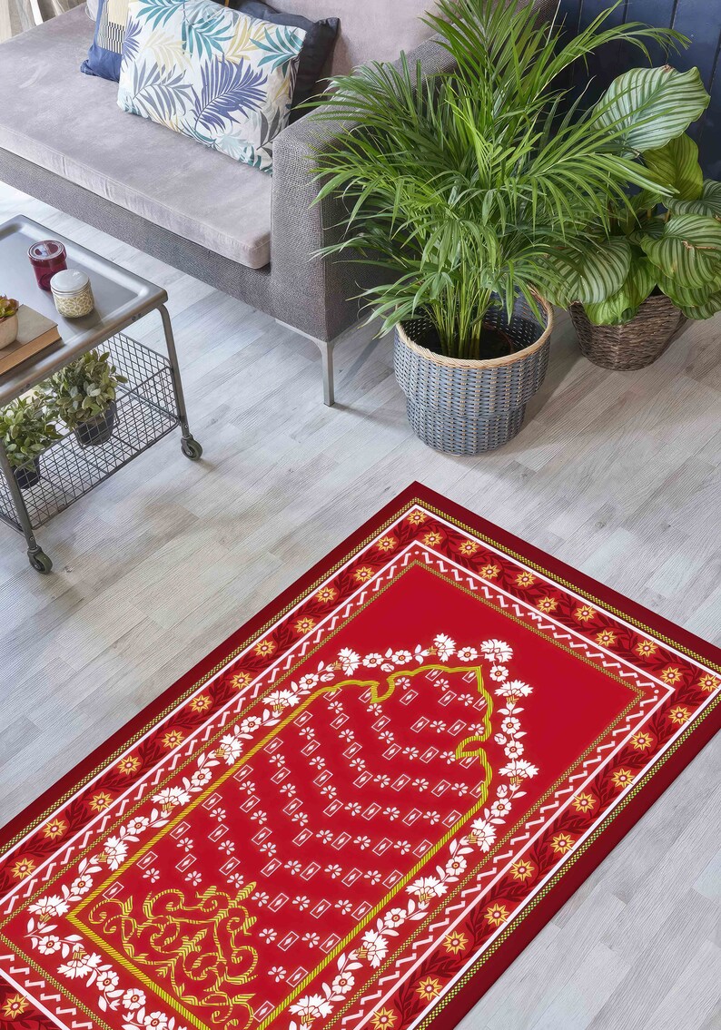Musim Rugs Red Prayer Rug, Yellow Prayer Rug, Muslim Rug, Islamic Rug, Elegant ...