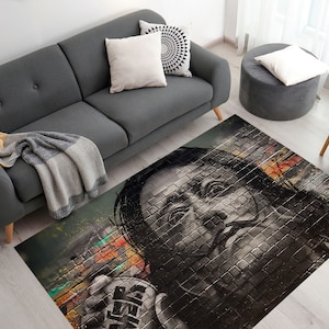 Salvador Dali Graffiti Painting Rugs, Salvador Dali Rugs, Dali Graffiti Rugs, Graffiti Rug, Anti-Slip Carpet, Custom Rug, Salon Decor Rug,