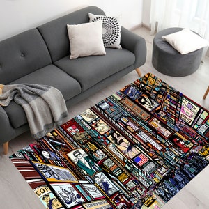 Illustratie straattapijt, New Yorks tapijt, abstract stadstapijt, NY City-tapijt, straatlandschaptapijten, landschapstapijten, gepersonaliseerd tapijt, cadeautapijt
