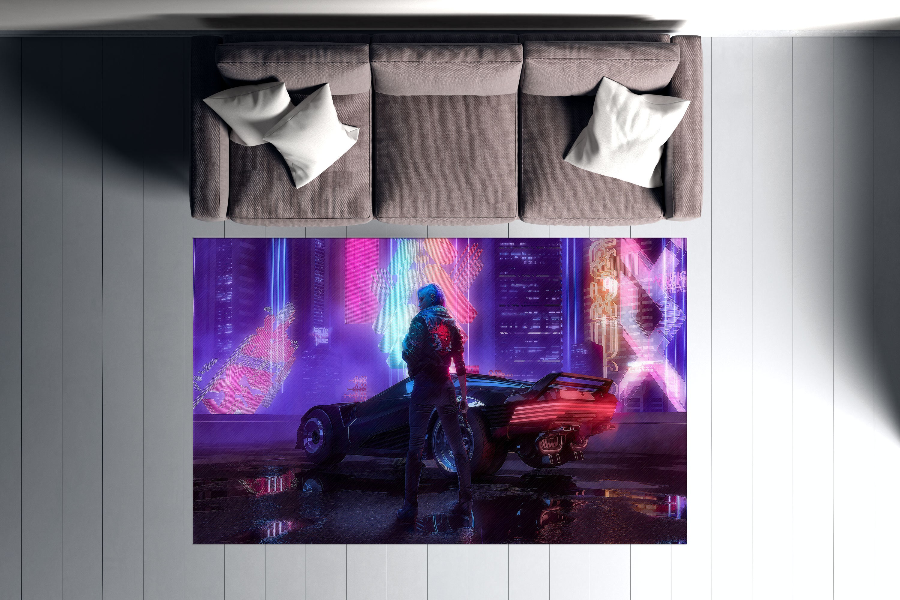 Cyberpunk Rug Texture Cyberpunk Rugs, Cyberpunk Rug, Game Room Rug, Modern Rug, Fast Farious ...