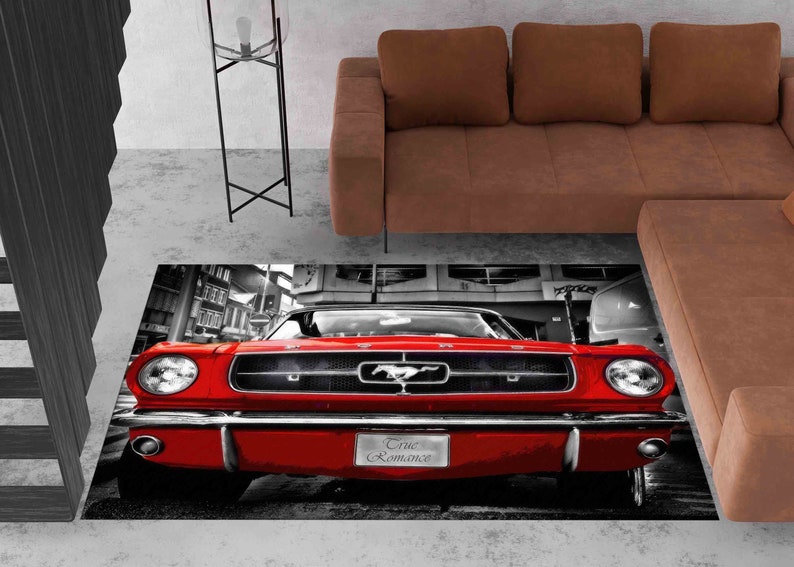 Ford Mustang Shelby Rugs, Shelby Rug, Man Cave Rug, Garage Rug, Gift For Him, Entry Rug, Front Door Rug, Easy To Clean Rug, Luxury Rug, image 3